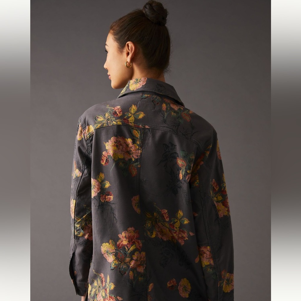 Pilcro Floral Utility Oversized Button-Down Shacket - Picture 2 of 8
